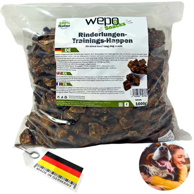 WEPO runderlong hondensnacks gedroogd 1kg training