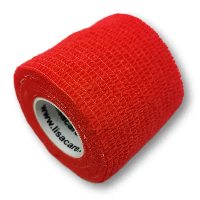 LisaCare Cohesieve Bandage Zelfklevend Verband 5cm x 4,5m Rood