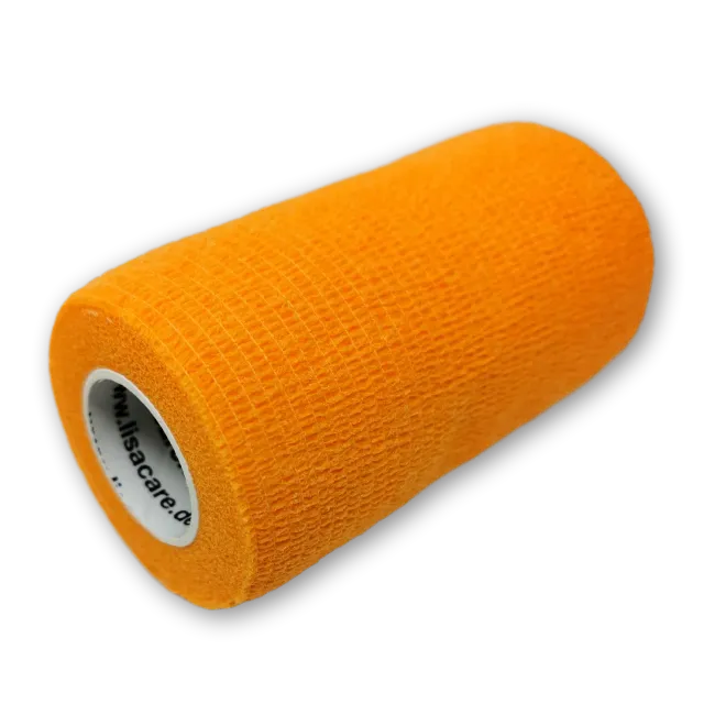 LisaCare cohesief verband 10cm x 4,5m oranje zelfklevend