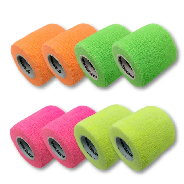 LisaCare zelfklevend verband 5cm x 4,5m neonmix 8 rollen