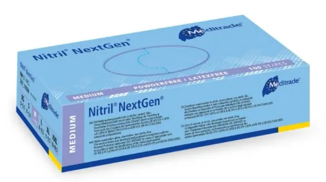 Höga NextGen nitrilhandschoenen 100 stuks blauw latexvrij