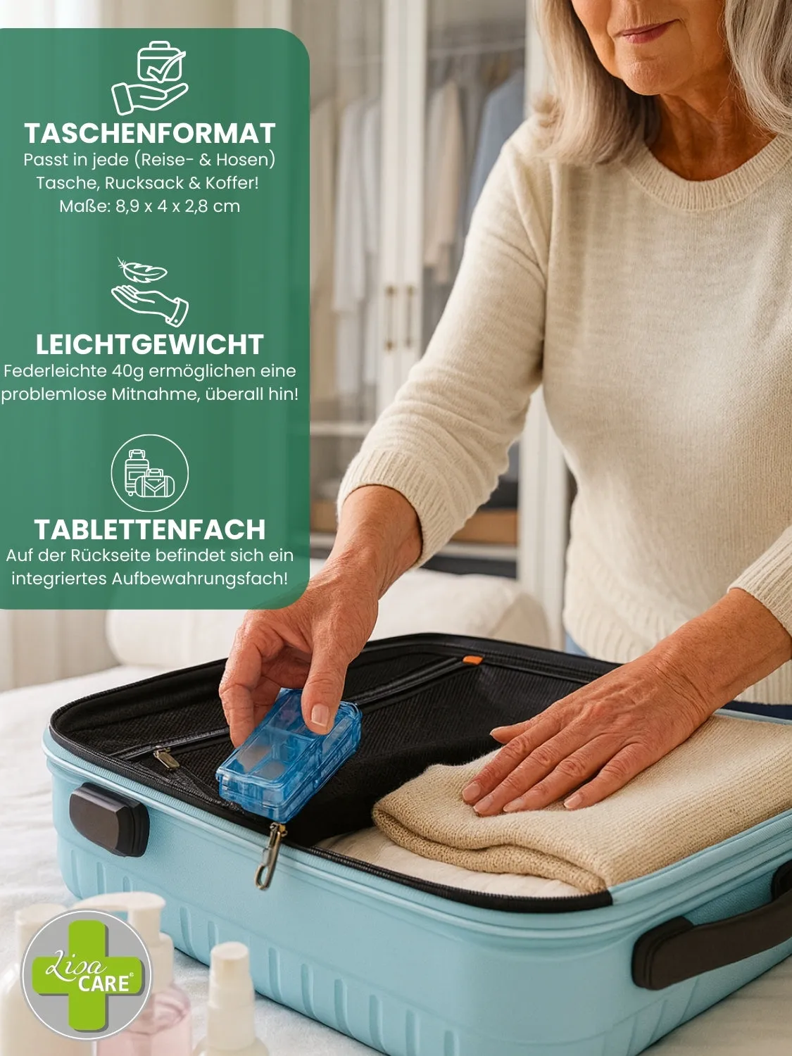 LisaCare Tablettensnijder Pillensnijder Compact met Bewaarvak