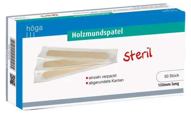 Höga steriele houten mondspatels 150 mm 50 stuks berkenhout