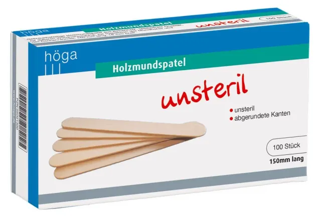 Höga mondspatel hout 150mm 100 stuks afgerond