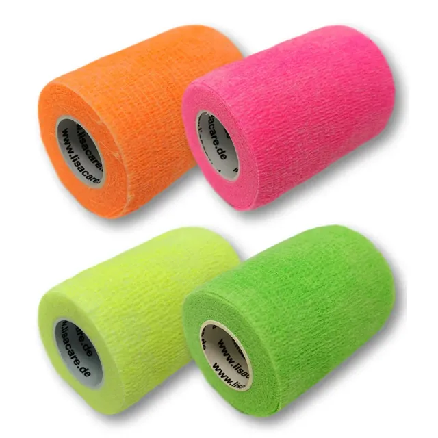 LisaCare zelfklevend verband 7,5cm x 4,5m neonmix 4 stuks