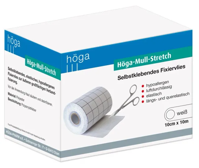 Höga-Mull-Stretch fixatievlies 10 cm x 10 m wit latexvrij