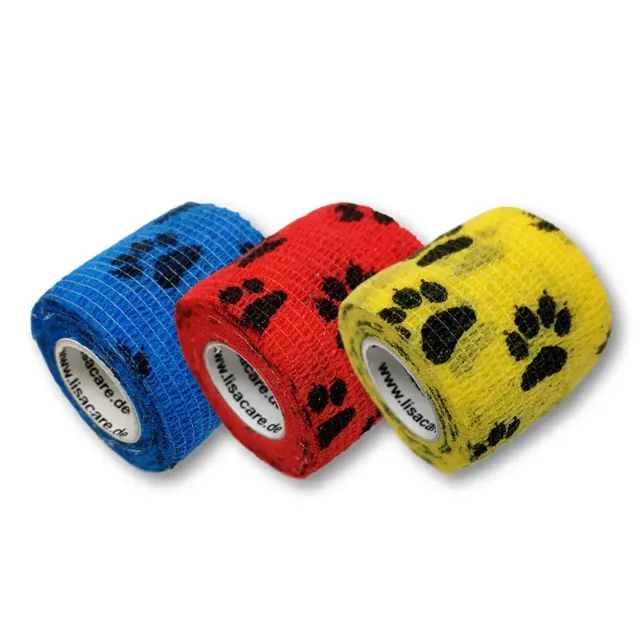LisaCare Fixierbinde zelfhechtend 5 cm 3 rollen Pfotenmix