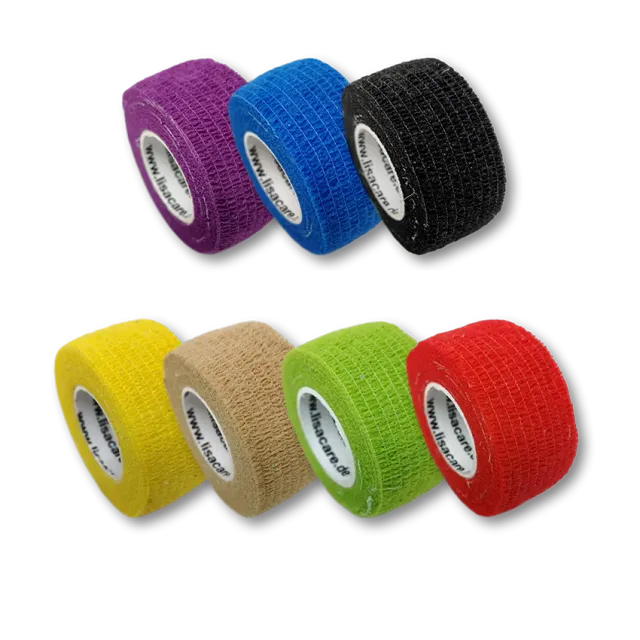 LisaCare Latexvrij Vingerpleister Cohesief Verband 2,5cm x 4,5m 7 Stuks