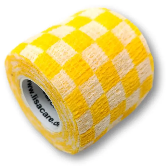 LisaCare Kohäsive Bandage 5 cm x 4,5 m wit-geel ruitpatroon