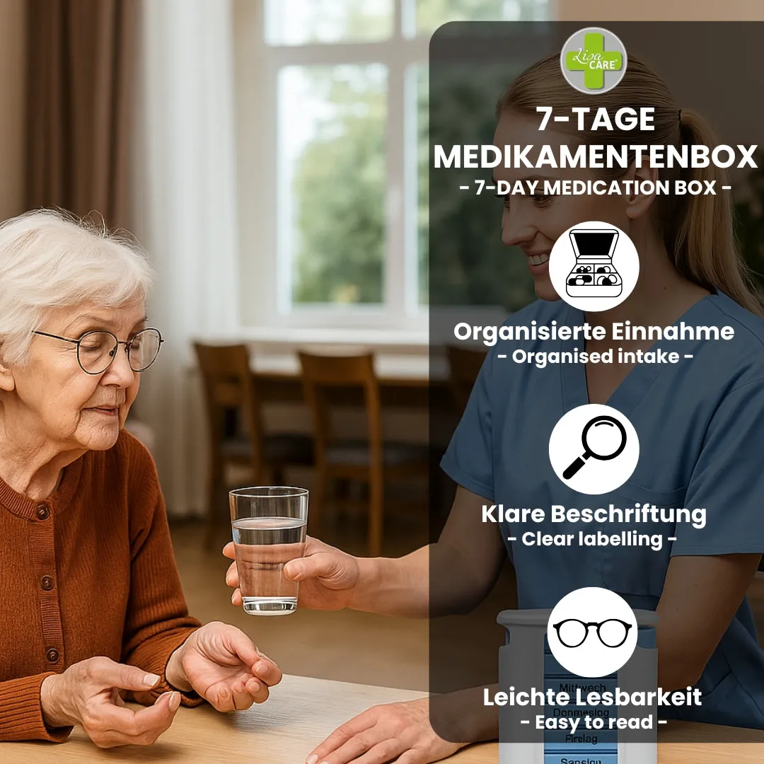 LisaCare pillendoos 7 dagen organizer 4 vakken tasformaat