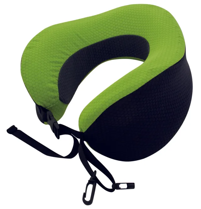 TravelSafe nekkussen memory foam oprolbaar zwart-groen 24 cm