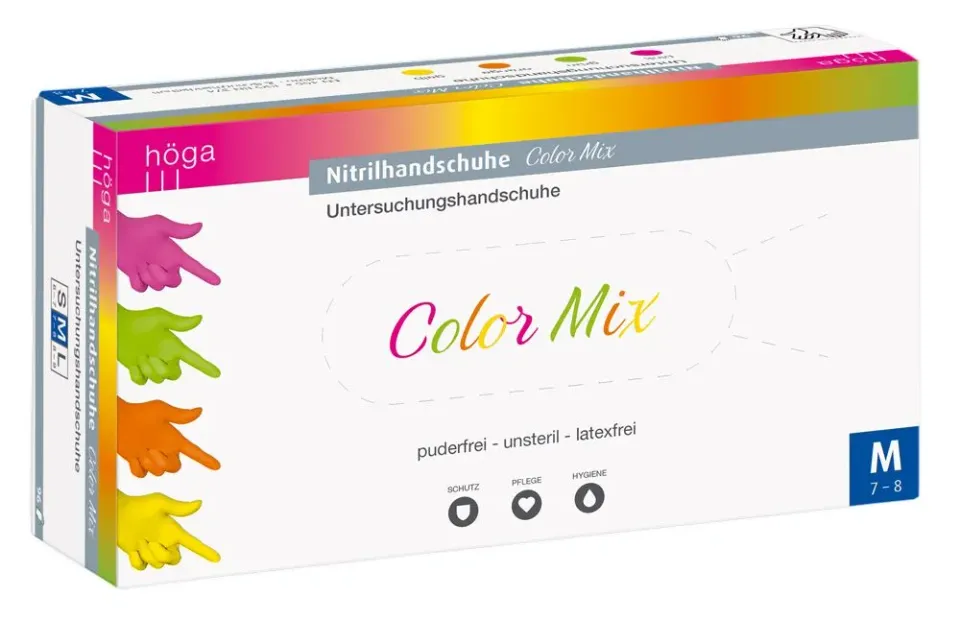 Höga Color Mix nitrilhandschoenen 96 stuks latexvrij