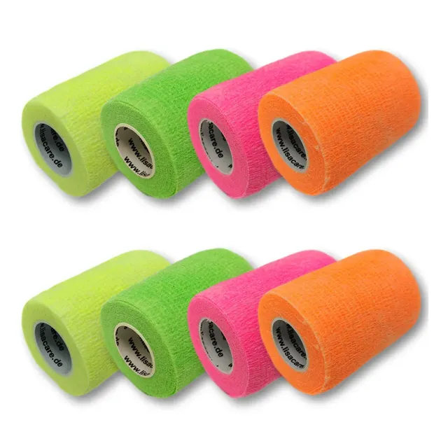 LisaCare zelfklevend verband 7,5cm x 4,5m neonmix 8 stuks