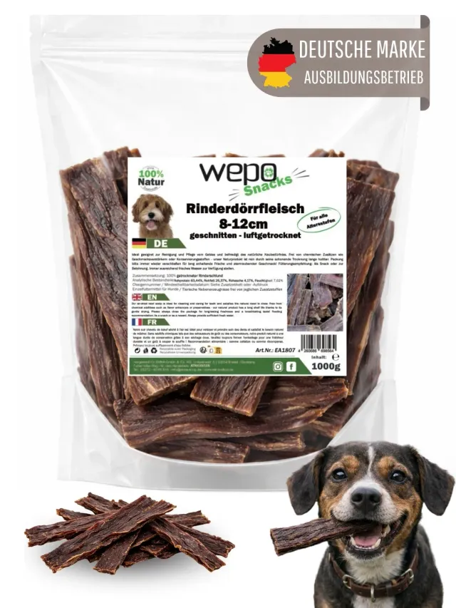 WEPO rundersnack gedroogd 1kg pens hond graanvrij