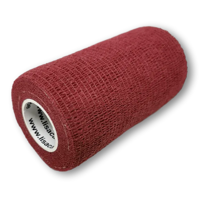 LisaCare zelfklevend verband 10cm x 4,5m wijnrood huidvriendelijk