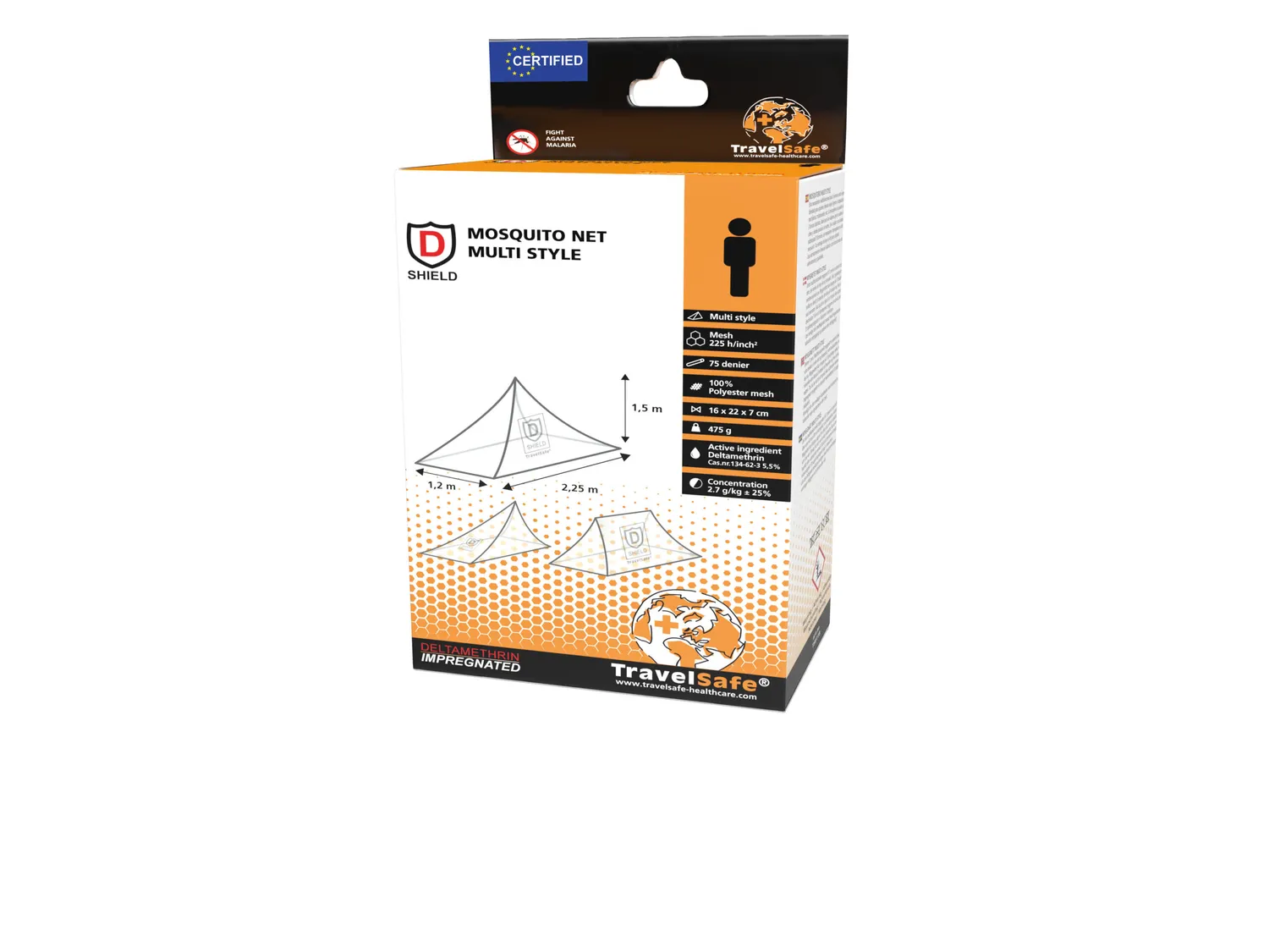 TravelSafe Multi Style klamboe geïmpregneerd 1-persoons