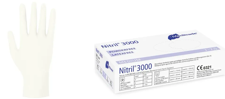 Höga nitril handschoenen wit 100 stuks latexvrij