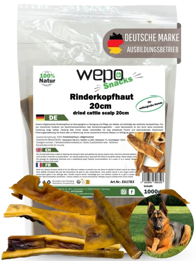 WEPO Runderkopshuid kauwsnack hond 1kg natuurlijk