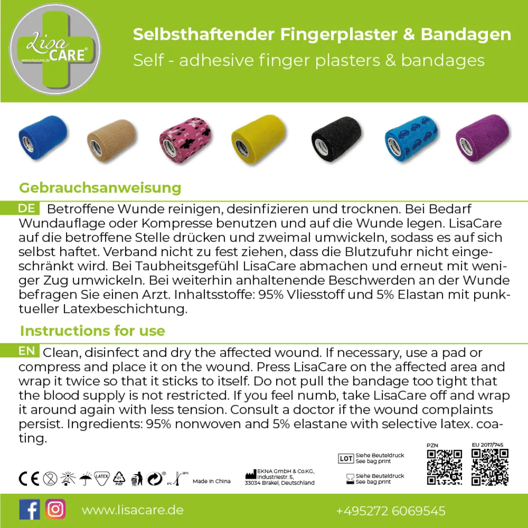 LisaCare zelfklevend verband motievenmix 7,5 cm x 4,5 m 9 stuks