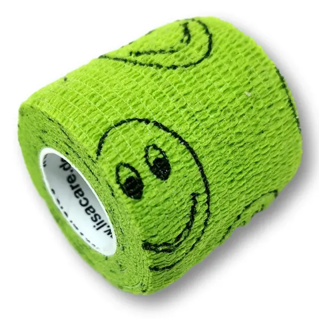 LisaCare Smiley Groen cohesief verband 5cm x 4,5m zelfklevend