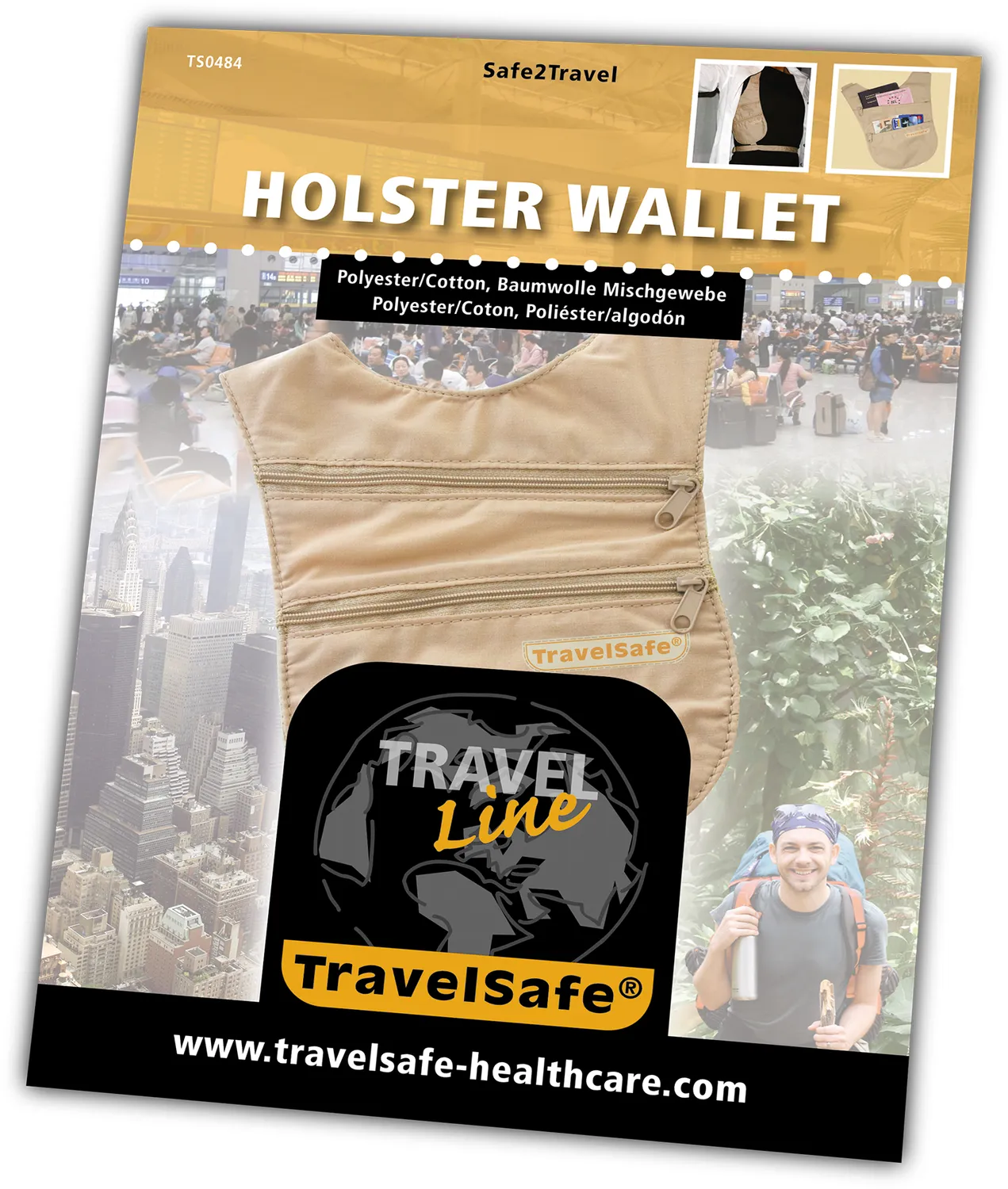 TravelSafe Holsterwallet okseltasje beige 15x18 cm katoen