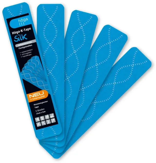Höga K-Tape Silk kinesiotape blauw 25cmx5cm 5 strips
