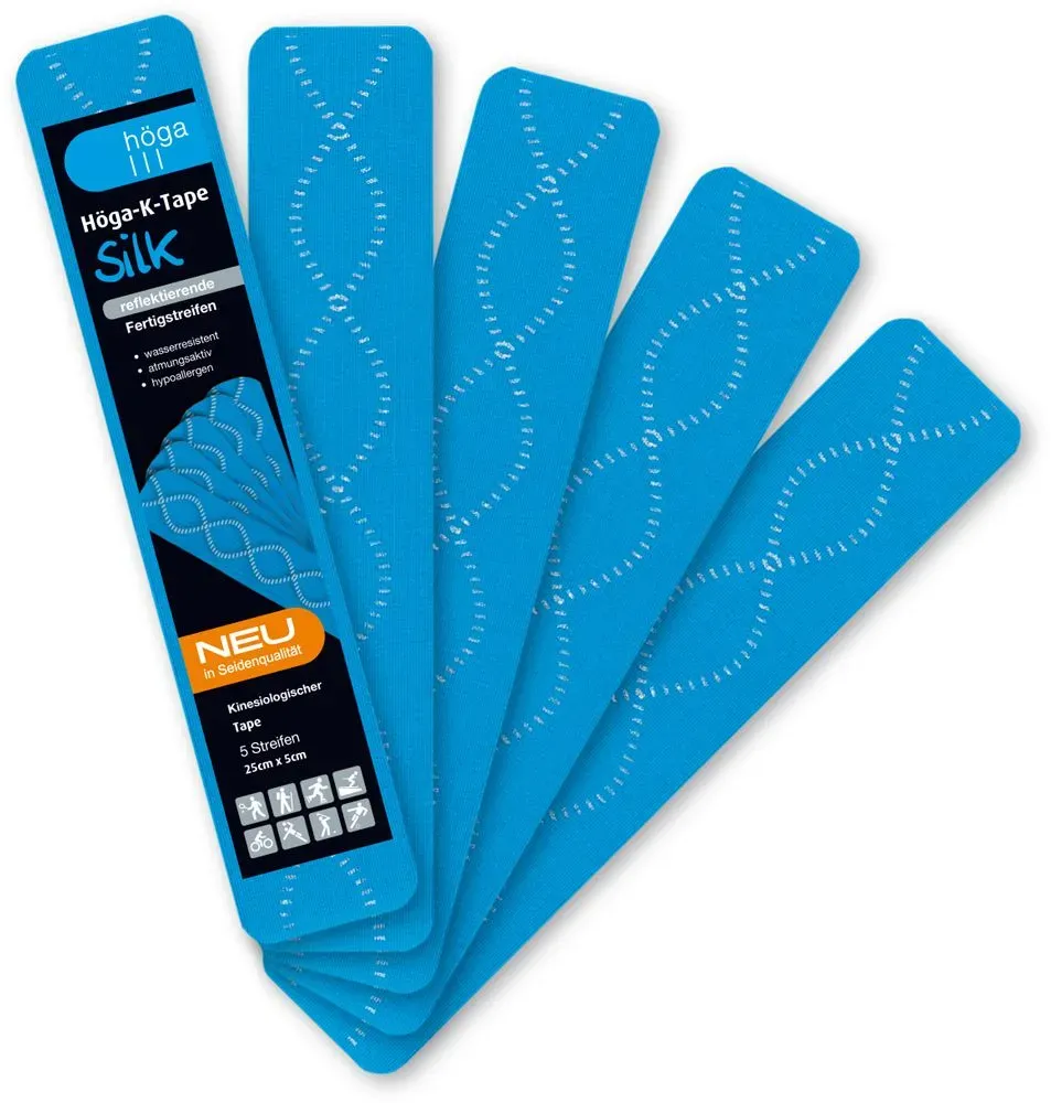 Höga K-Tape Silk kinesiotape blauw 25cmx5cm 5 strips