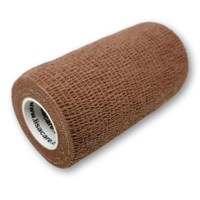 LisaCare Verband bruin zelfklevend verband 10cm x 4,5m 1 rol