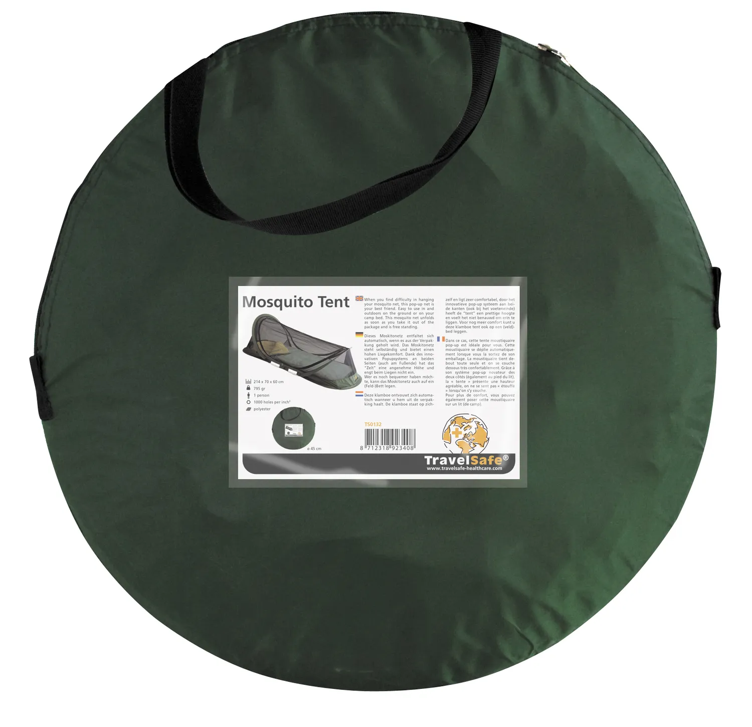 TravelSafe klamboe tent pop-up 1-persoons 214 cm wit
