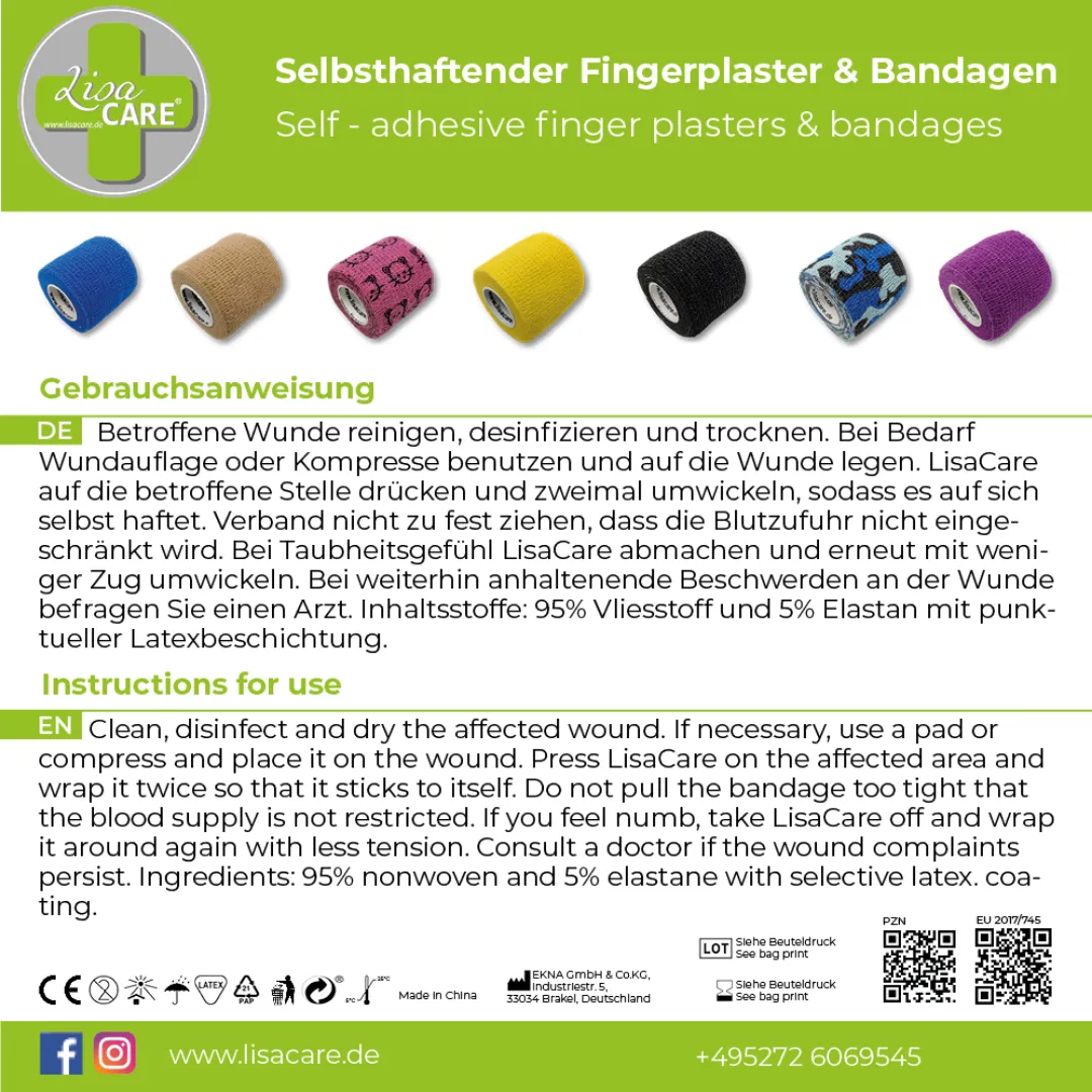 LisaCare zelfklevend verband 5cm x 4,5m beige