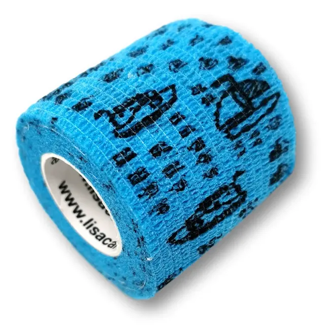 LisaCare zelfklevend verband 5cm x 4,5m voertuigen blauw 1 rol