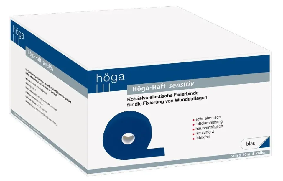 Höga Haft Sensitiv blauw fixatiewindsel 8 rollen latexvrij