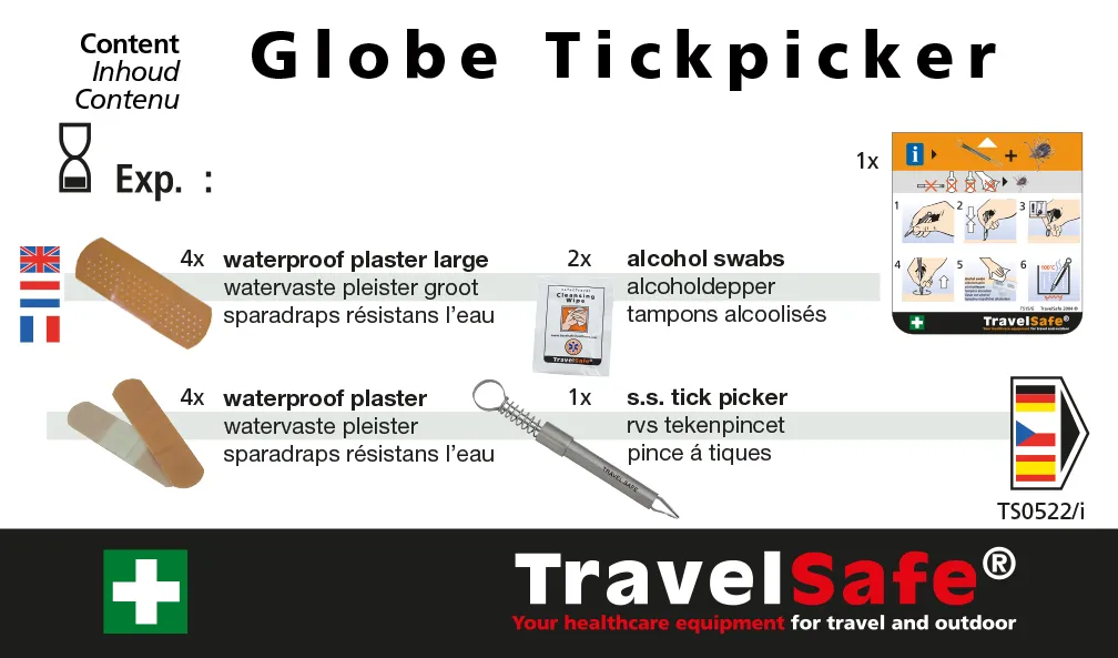 Globe Tickpicker EHBO-kit tekensetje 14-delig