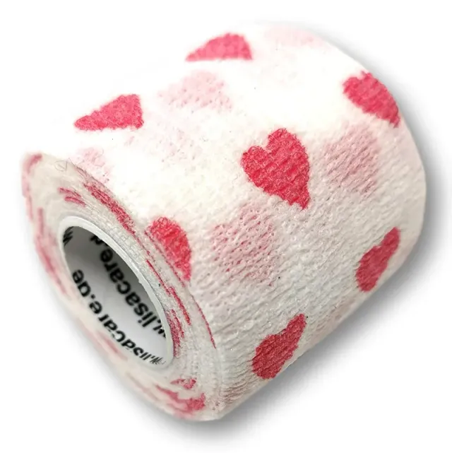 LisaCare Cohesief Verband Witte Harten 5 cm x 4,5 m zelfklevend