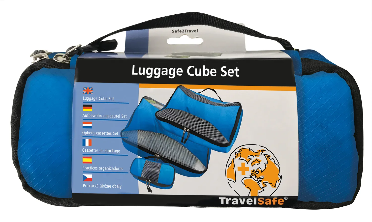 TravelSafe Bagage Cube packing cubes set 3-delig blauw
