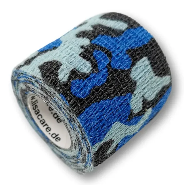 LisaCare zelfklevende bandage camouflage blauw 5 cm x 4,5 m