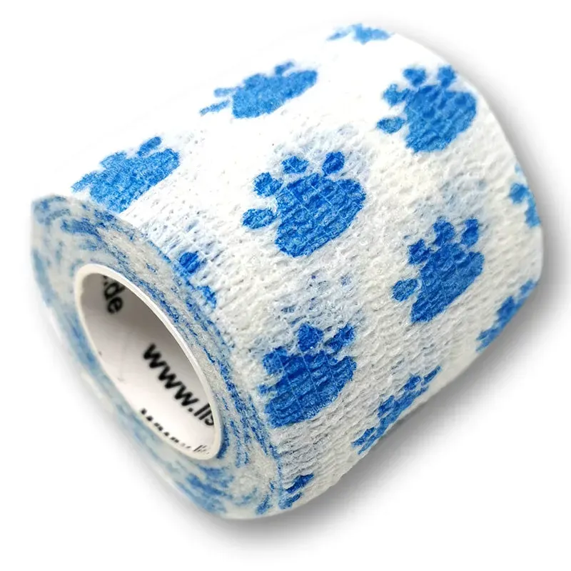 LisaCare Cohesief Verband 5cm x 4,5m Wit-Blauw Pootjes Dier