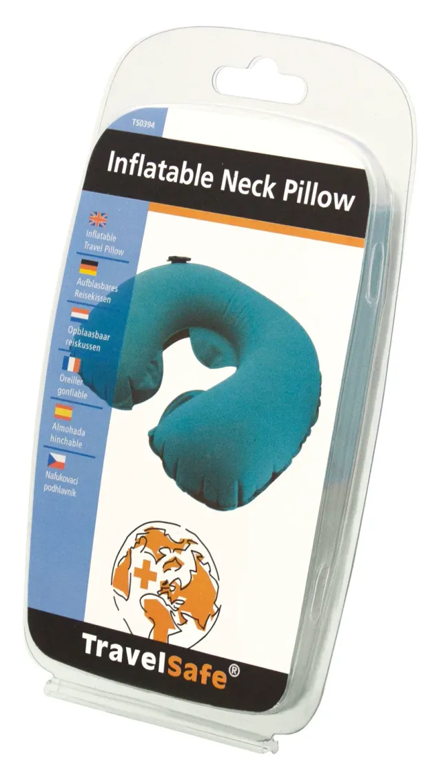 TravelSafe Opblaasbaar Nekkussen turquoise 47x31 cm
