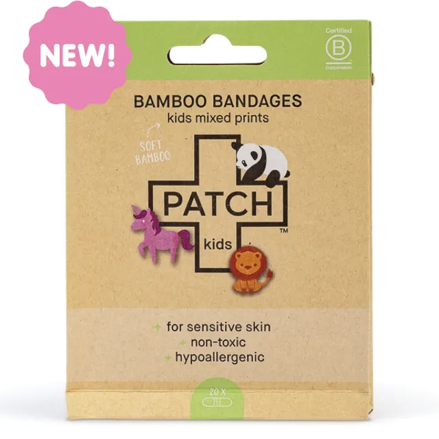 Patch Kids Mixed Prints pleisters bamboe panda eenhoorn leeuw 20 stuks