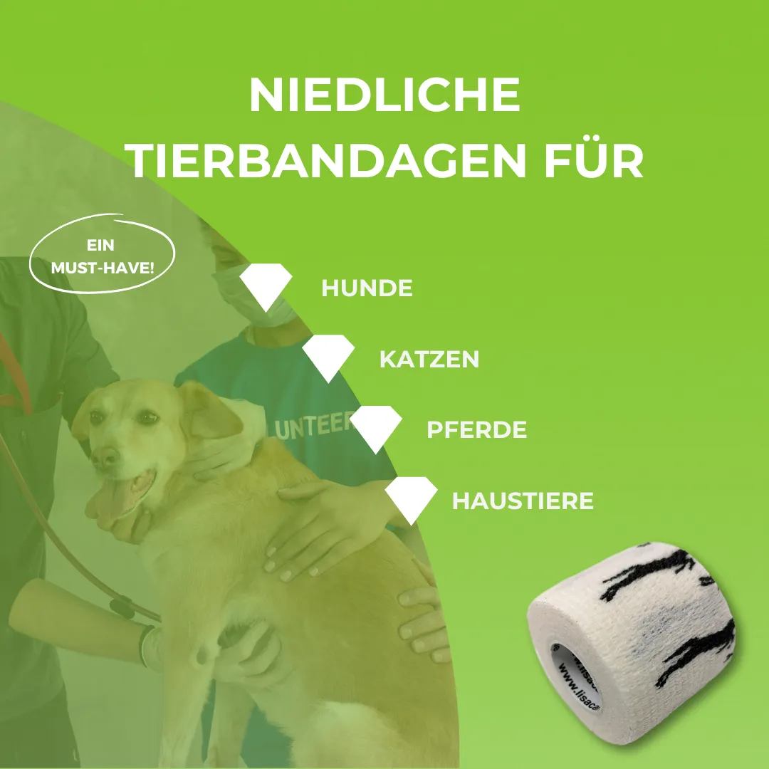 LisaCare Fixierbinde zelfhechtend 5 cm 3 rollen Pfotenmix