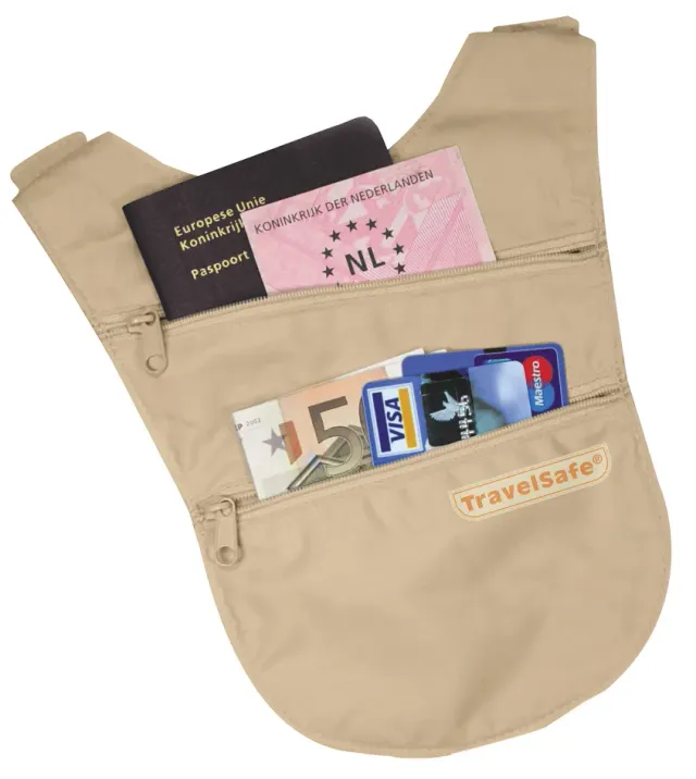 TravelSafe Holsterwallet okseltasje beige 15x18 cm katoen