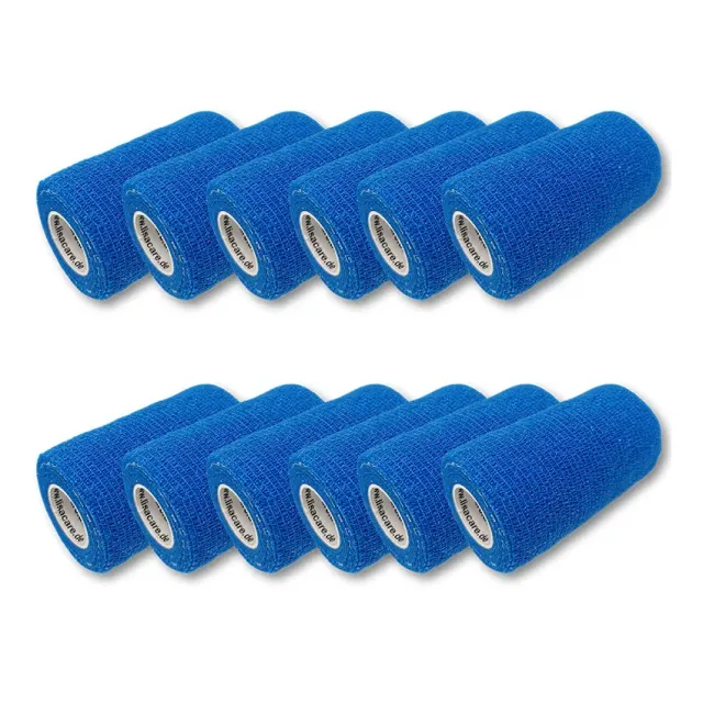 LisaCare Verbandsmaterial 12 Rollen cohesieve bandage 10 cm x 4,5 m blauw