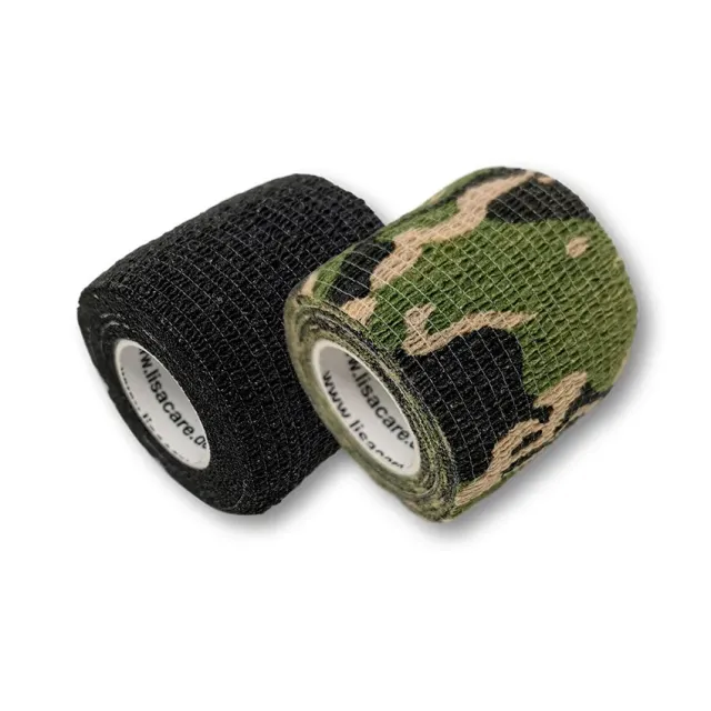 LisaCare zelfklevend verband 5cm x 4,5m zwart camouflage 2 stuks