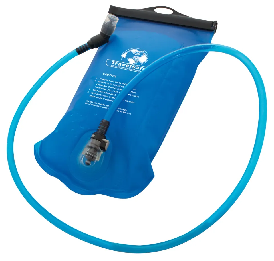 TravelSafe waterbag met drinkslang 2 liter TPU blauw