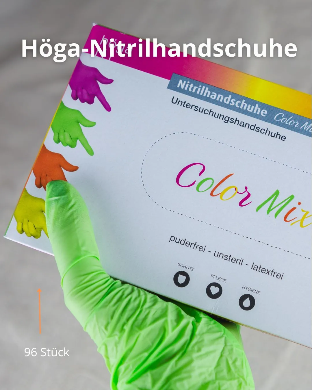 Höga Color Mix nitrilhandschoenen 96 stuks latexvrij